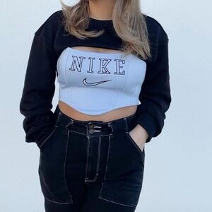 Nike Women's Black and White Logo Corset Top